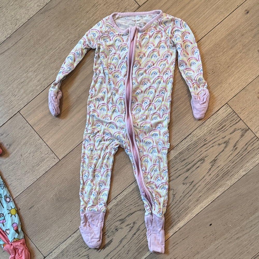 Little Sleepies Rainbow and Pink Kids Footie